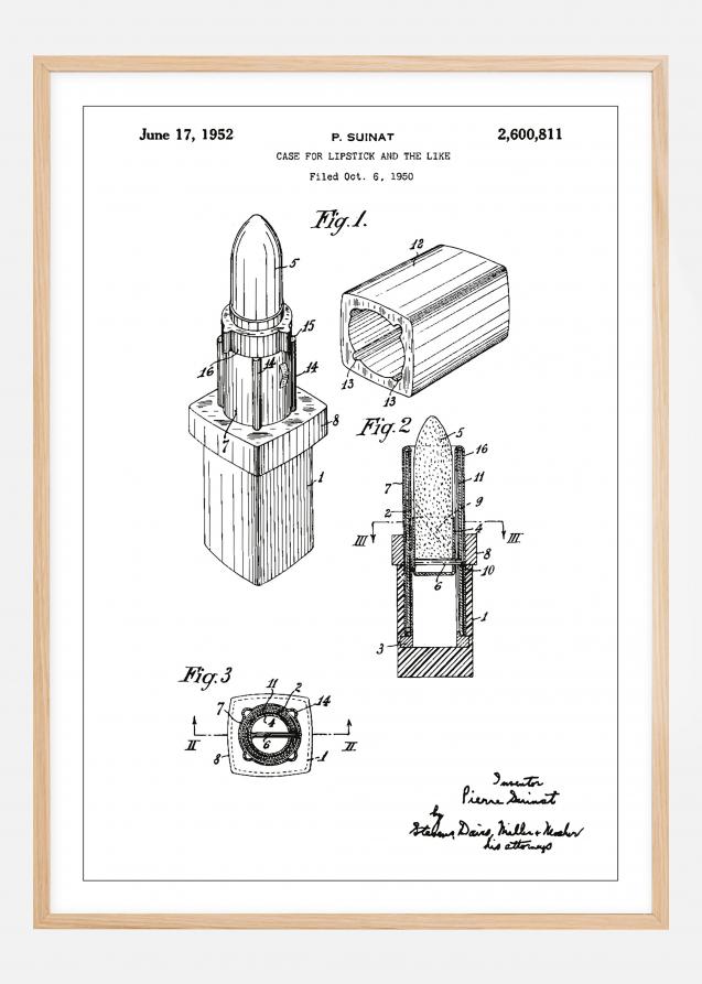 Desenho de patentes - Batom para os lábios - Branco Póster