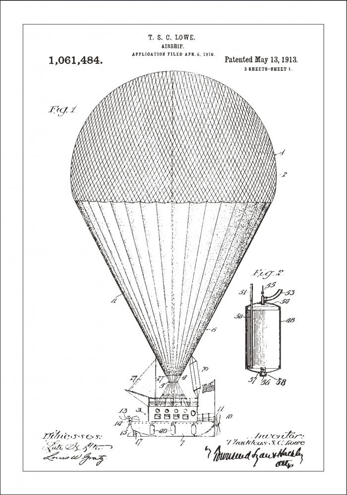 Desenho de patentes - Dirigvel - Branco Pster