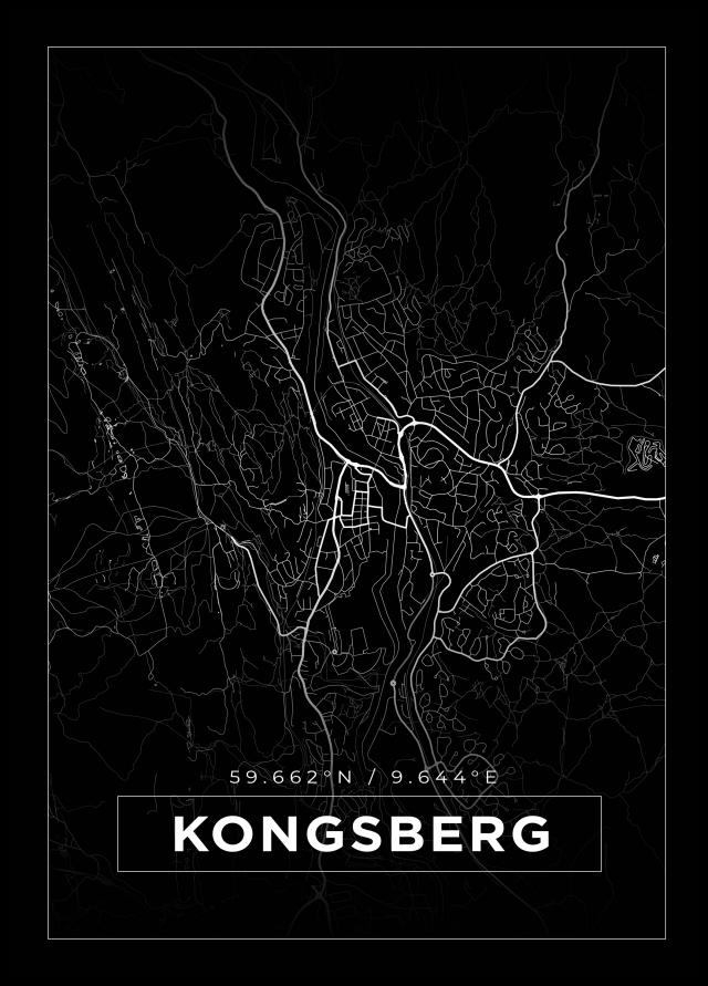 Mapa - Kongsberg - Cartaz Preto