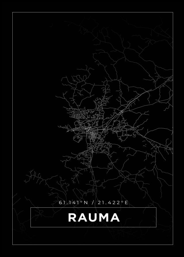 Mapa - Rauma - Cartaz Preto