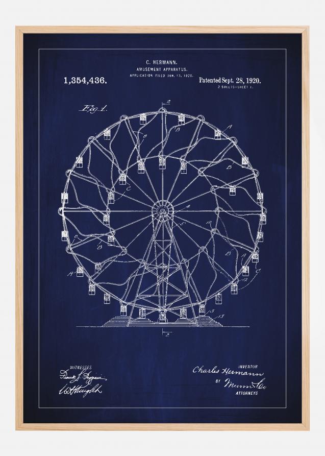 Desenho de patentes - Roda-gigante - Azul Póster