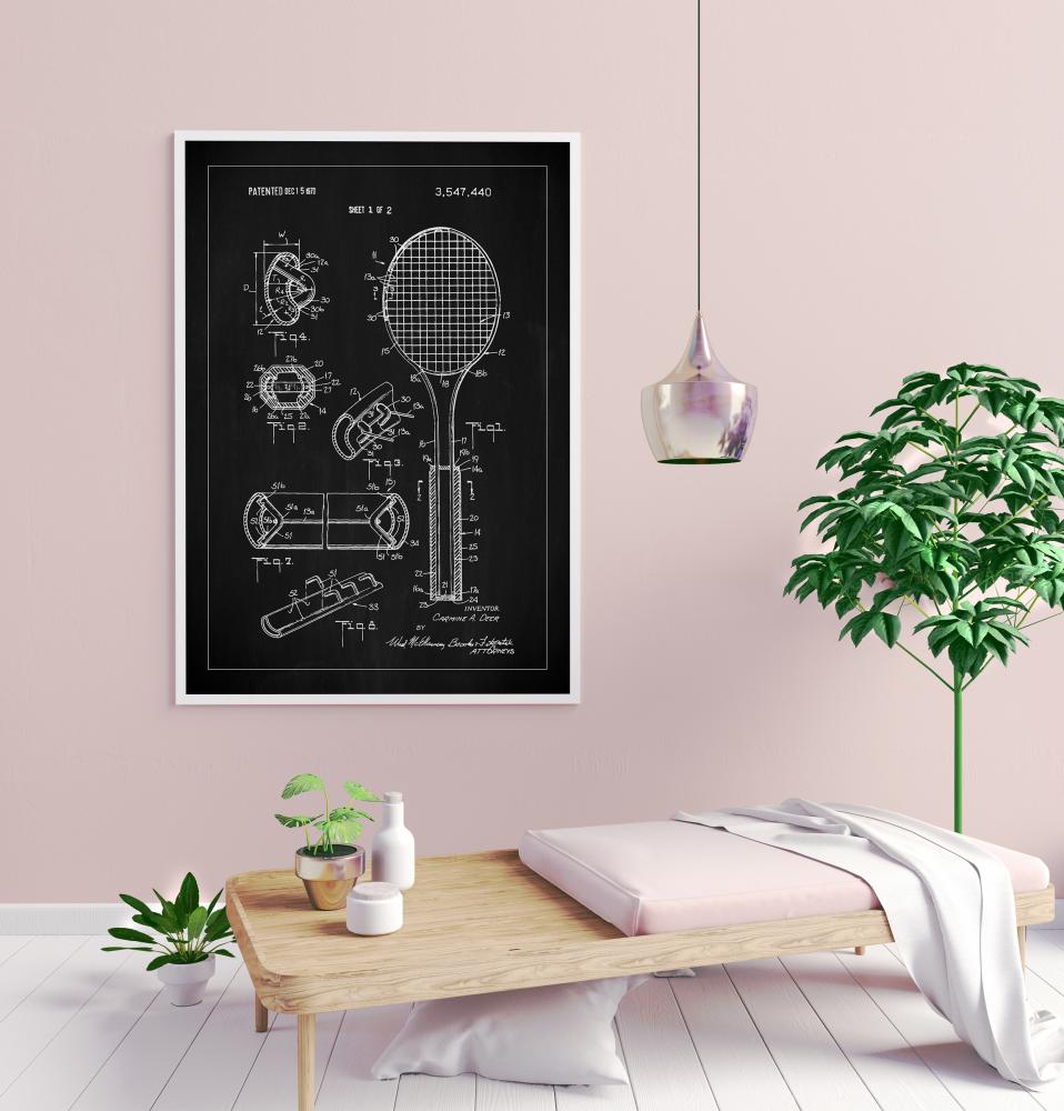 Patent Print - Tennis Racket - Black Pster