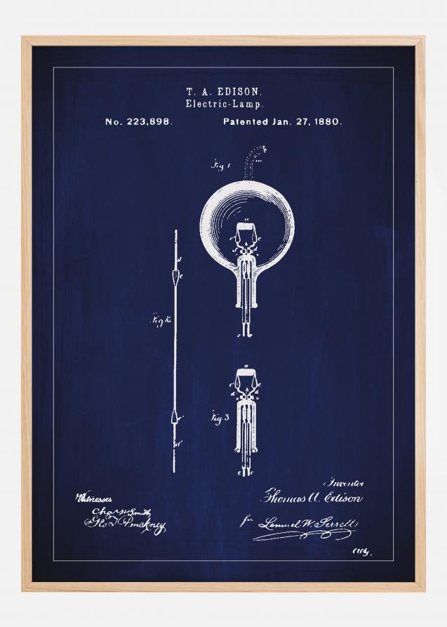 Desenho de patentes - Lâmpada B - Azul Póster