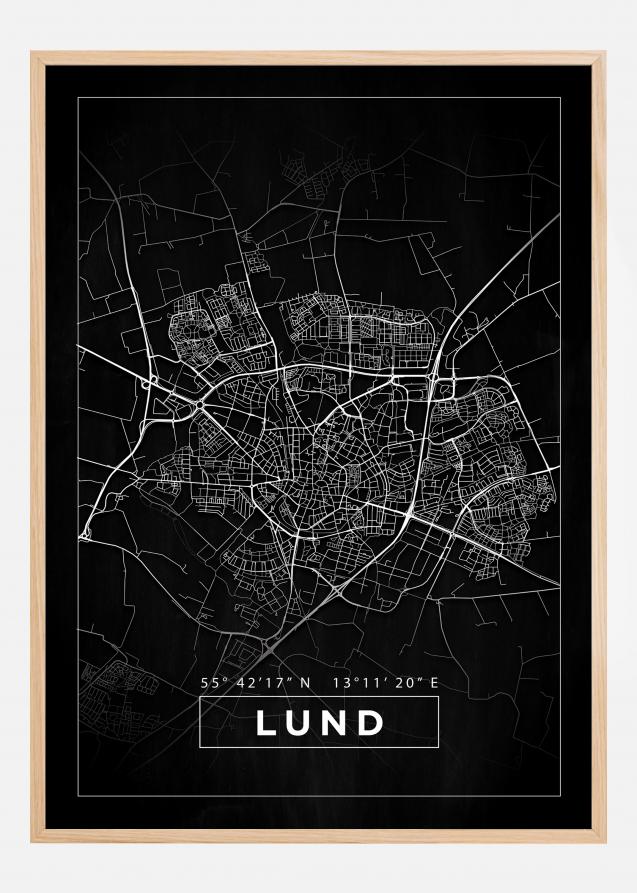 Mapa - Lund - Cartaz Preto