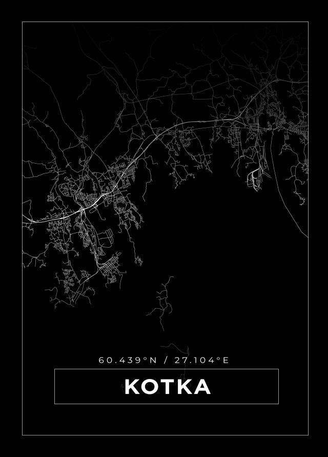 Mapa - Kotka - Cartaz Preto