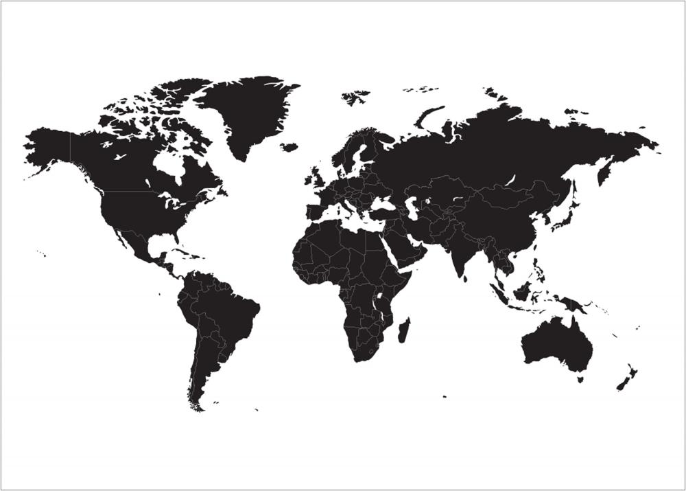Mapa-mundo - Preto Pster