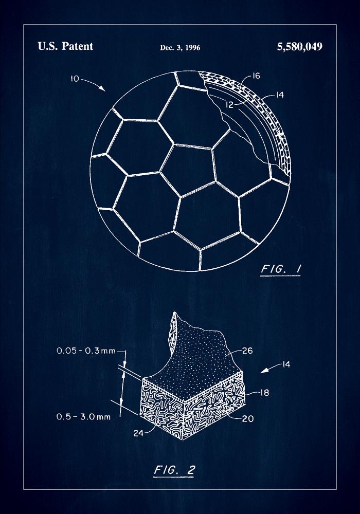 Patent Print - Football - Blue Pster