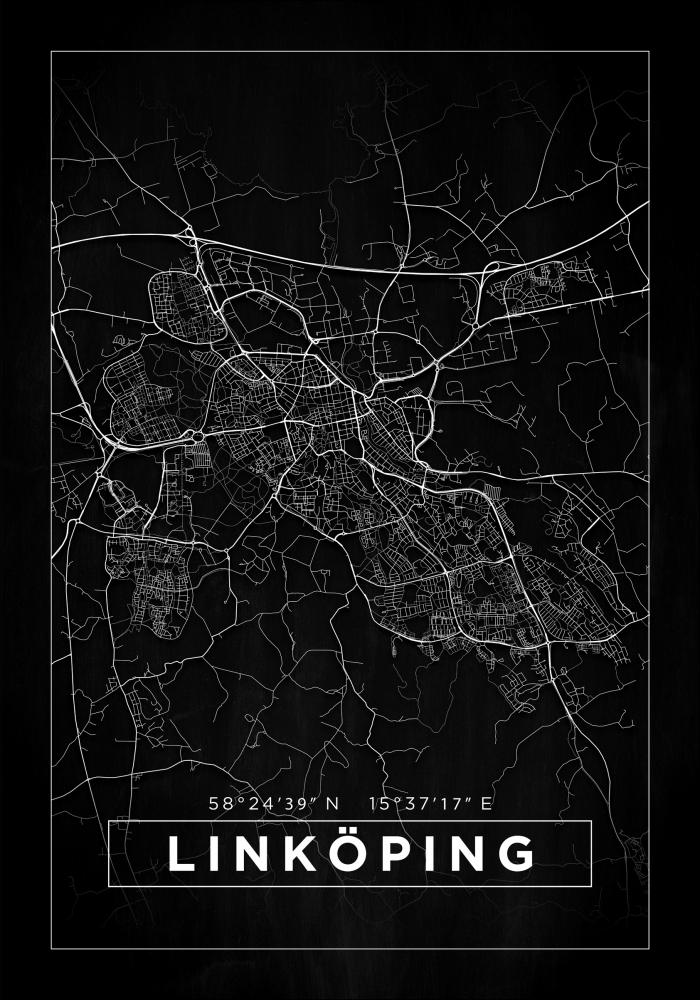 Mapa - Linkping - Cartaz Preto