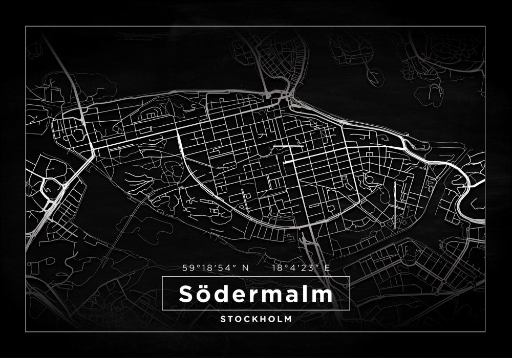 Mapa - Sdermalm - Cartaz Preto