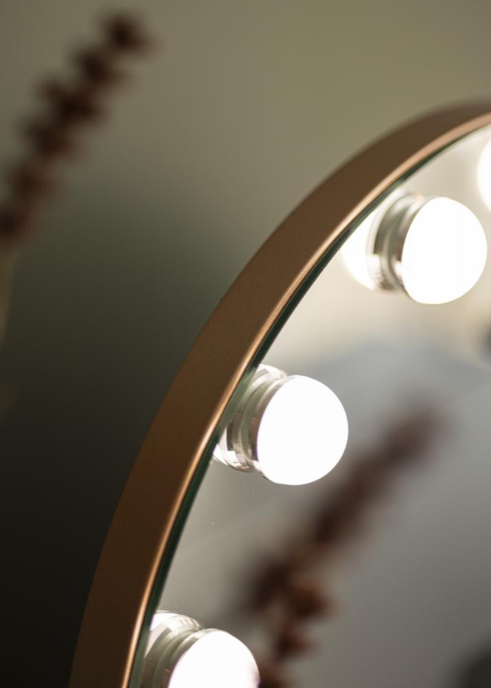 KAILA Espelho para toucador Hollywood Round 10 Ouro rosado 40x30 cm