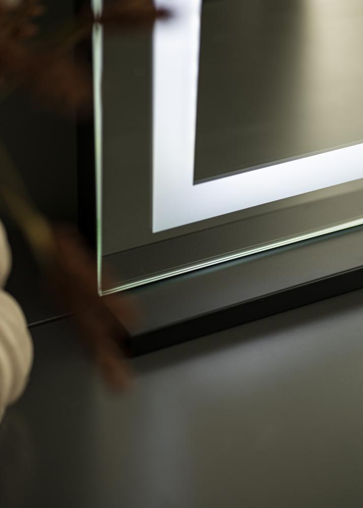 KAILA Espelho para toucador Vanity LED Preto 80x65 cm