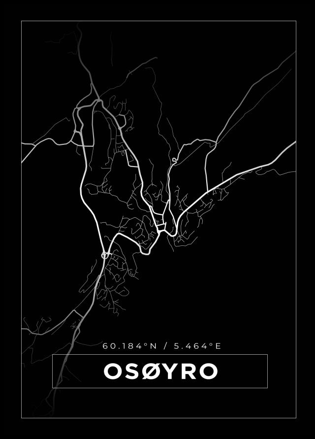 Mapa - Osøyro - Cartaz Preto