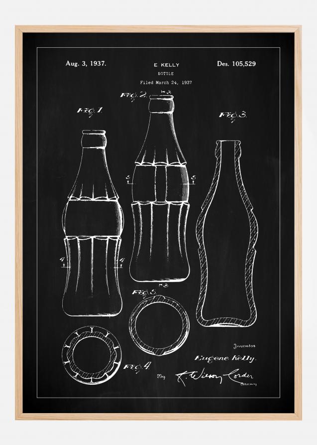 Desenho de patentes - Garrafa de Coca-Cola - Preto Póster