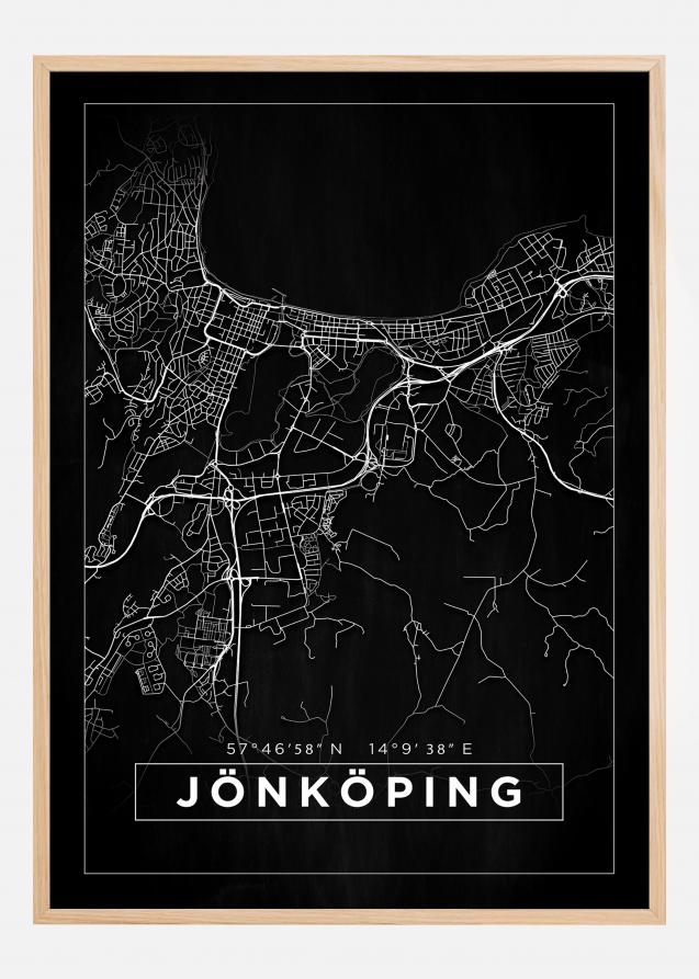 Mapa - Jönköping - Cartaz Preto