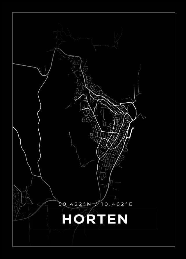 Mapa - Horten - Cartaz Preto