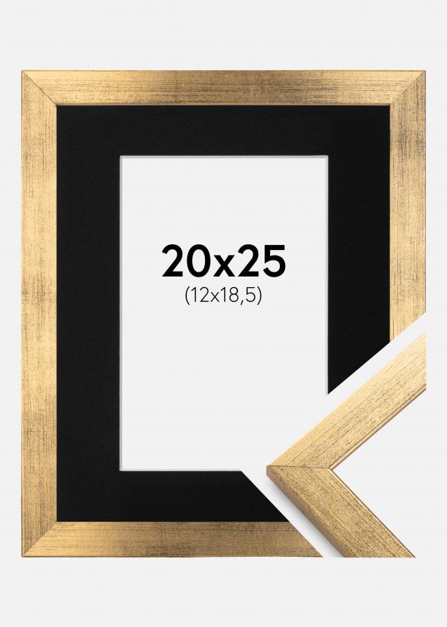 Moldura Stilren Dourado 20x25 cm - Passe-partout Preto 13x19,5 cm