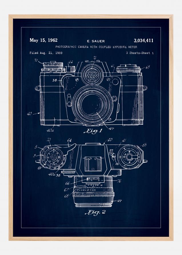 Desenho de patentes - Máquina fotográfica I - Azul Póster