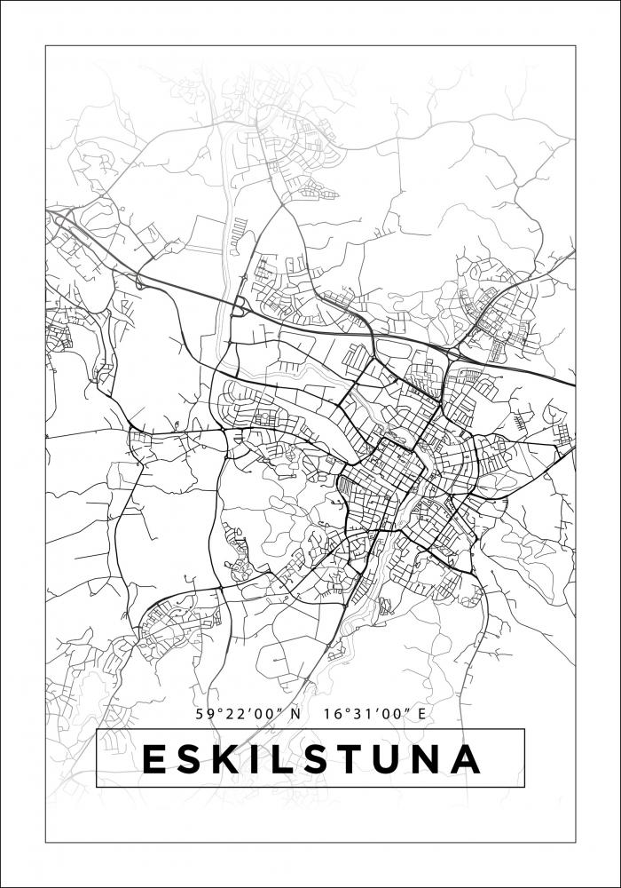 Mapa - Eskilstuna - Cartaz Branco