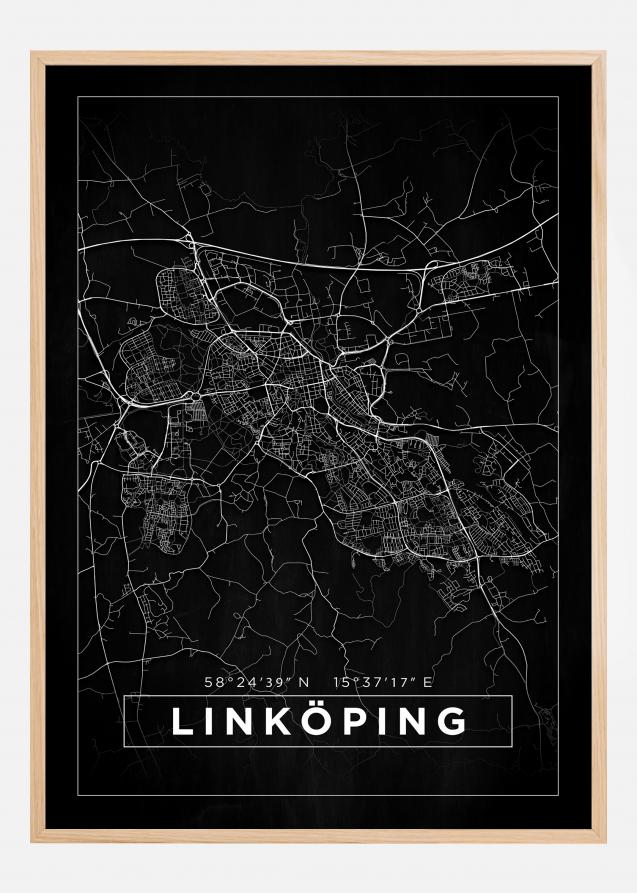 Mapa - Linköping - Cartaz Preto