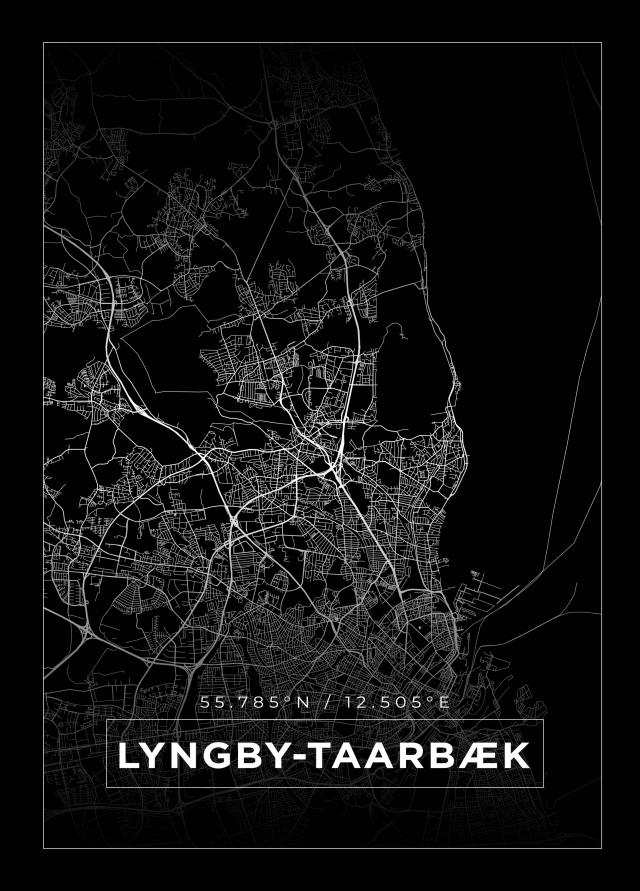 Mapa - Lyngby-Taarbæk - Cartaz Preto