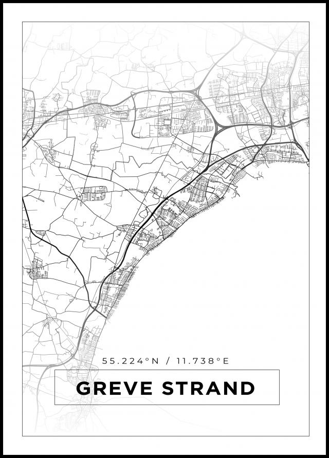 Mapa - Greve Strand - Cartaz Branco
