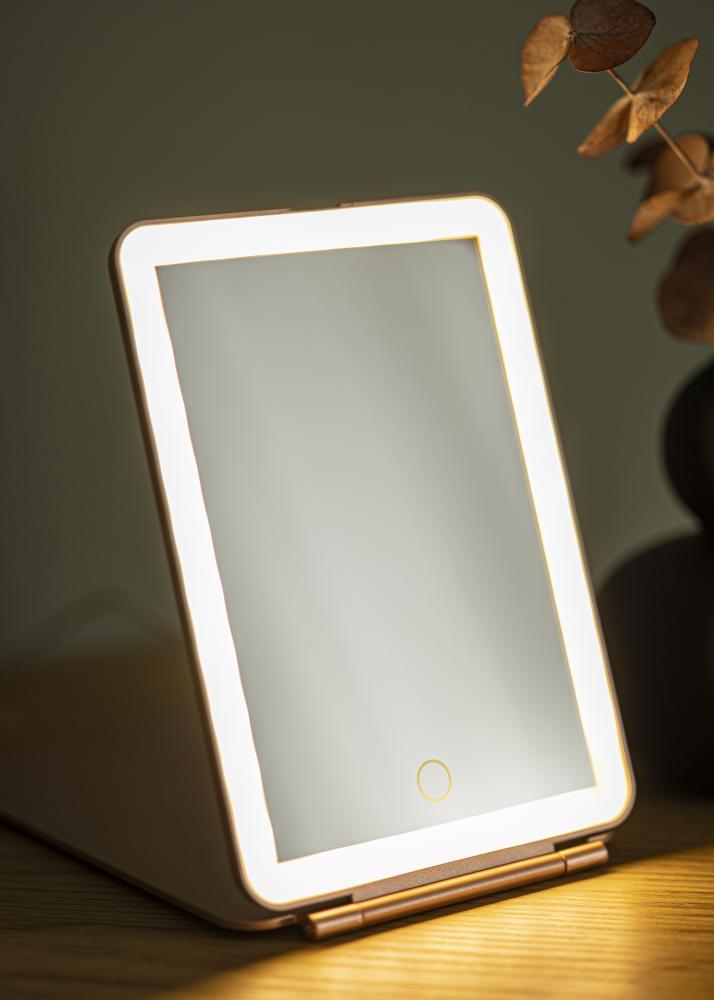 KAILA Espelho para toucador Travel LED Recarregvel Ouro rosado 14x20 cm
