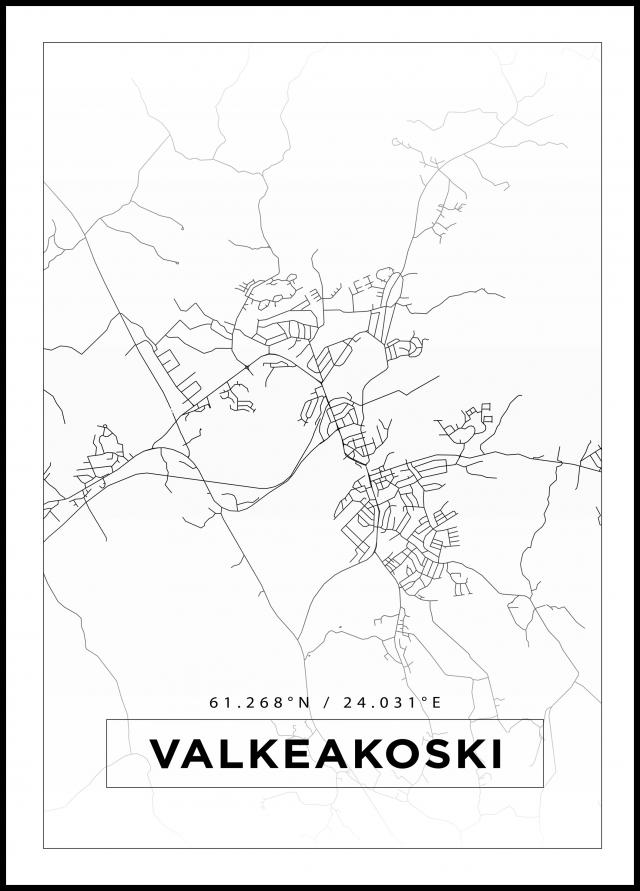 Mapa - Valkeakoski - Cartaz Branco
