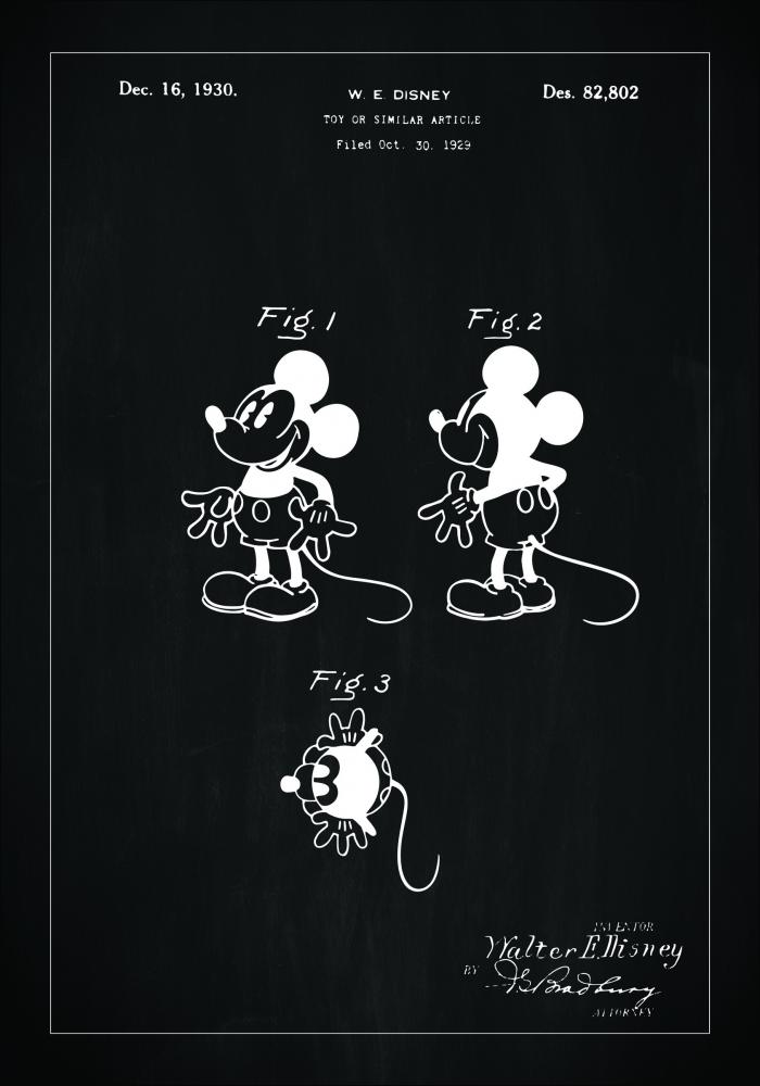 Desenho de patentes - Disney - Rato Mickey - Preto Pster