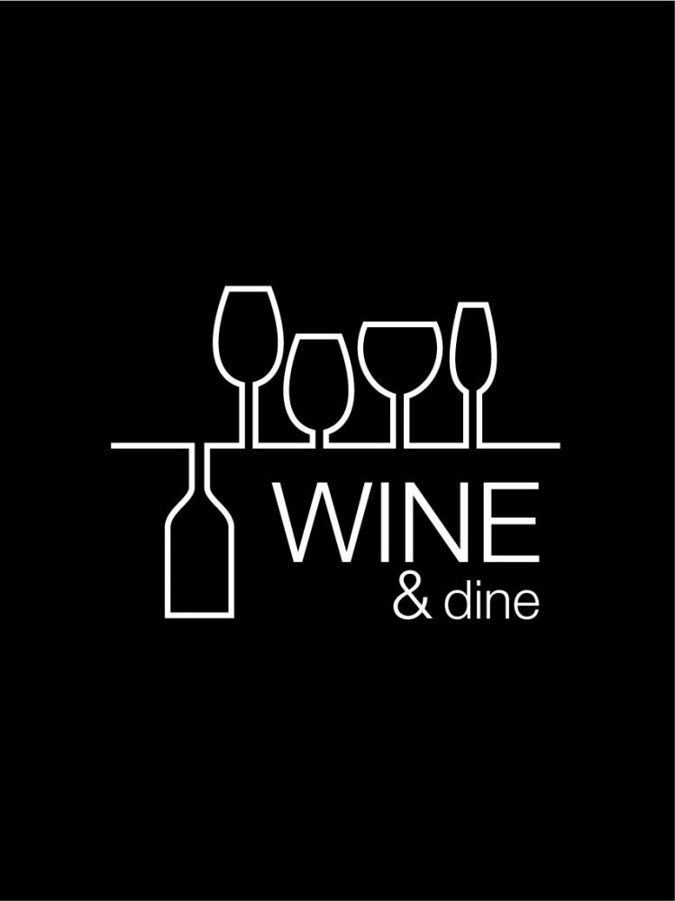 Wine & dine - Preto com impresso branca Pster