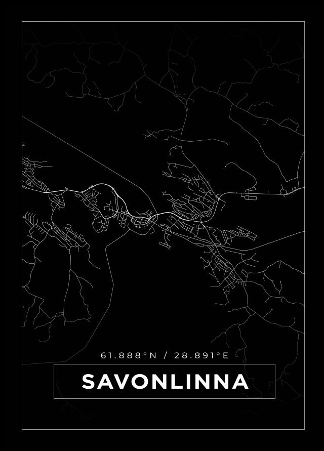 Mapa - Savonlinna - Cartaz Preto