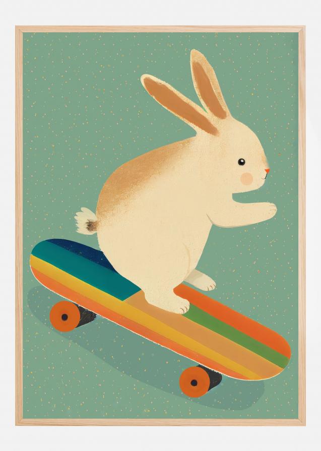 Bunny On Skateboard Póster