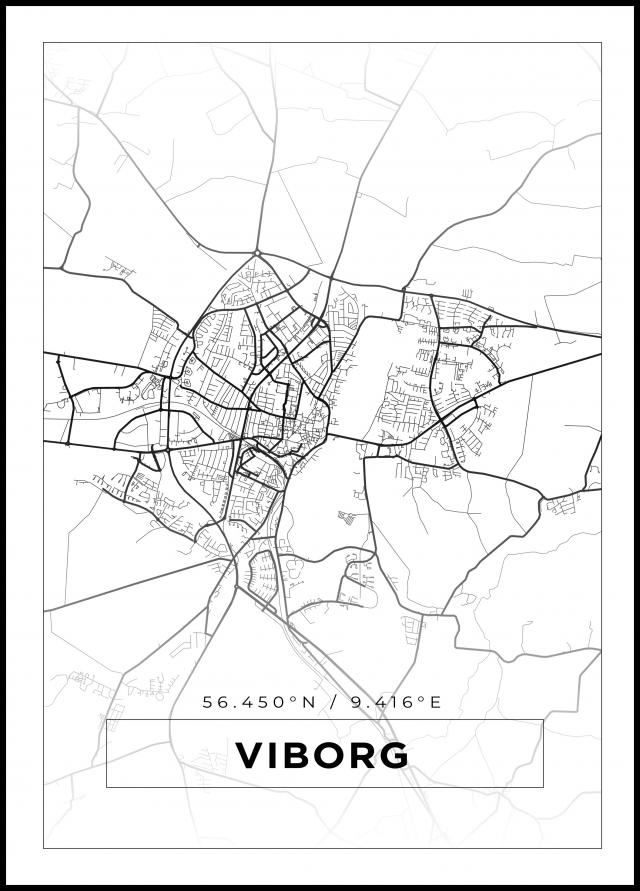 Mapa - Viborg - Cartaz Branco