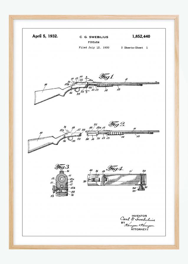 Desenho de patentes - Espingarda I Póster