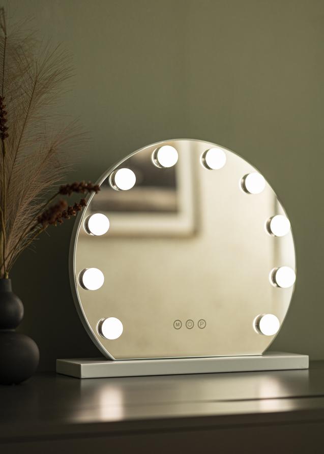 KAILA Espelho para toucador Hollywood Round 10 Branco 40x30 cm
