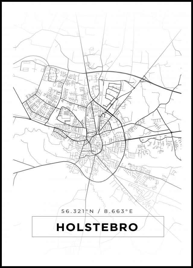 Mapa - Holstebro - Cartaz Branco