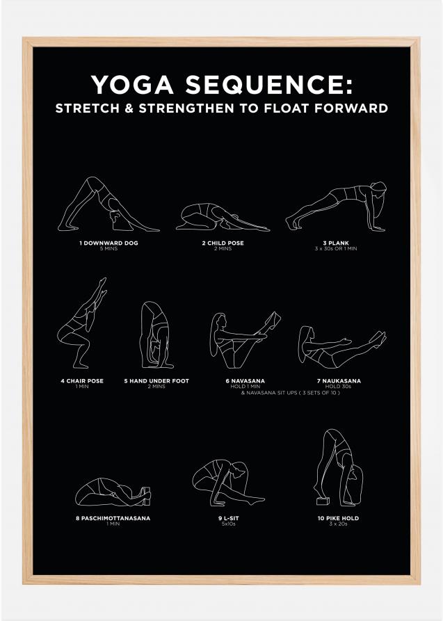 Yoga Sequence - un.retch & un.rengthen To Float Forward - Black Póster