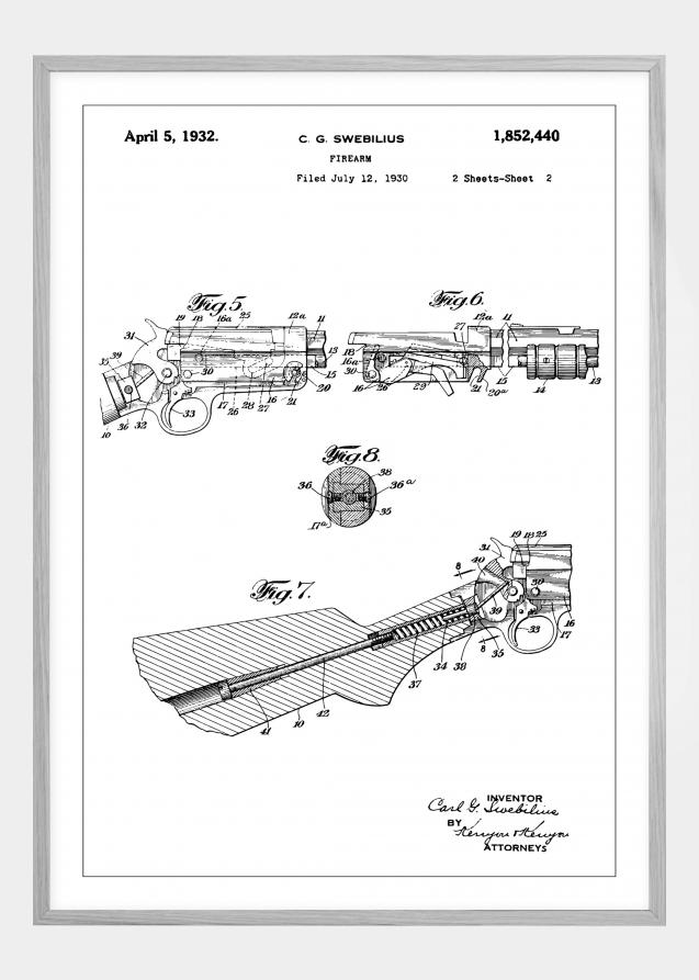 Desenho de patentes - Espingarda II Póster