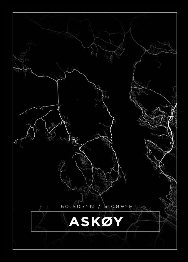Mapa - Askøy - Cartaz Preto