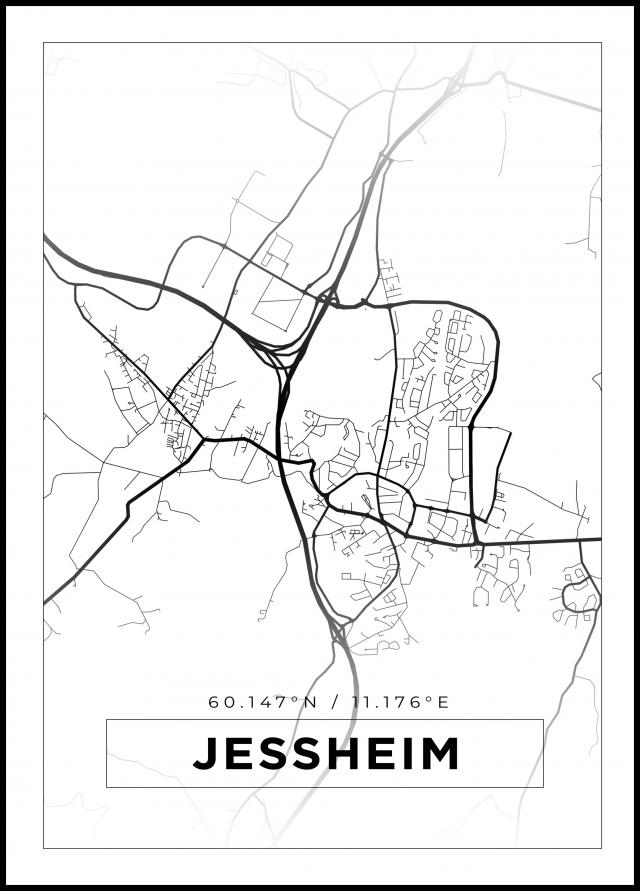 Mapa - Jessheim - Cartaz Branco