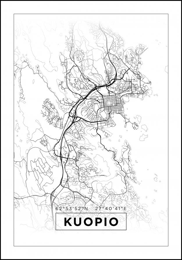 Mapa - Kuopio - Cartaz Branco