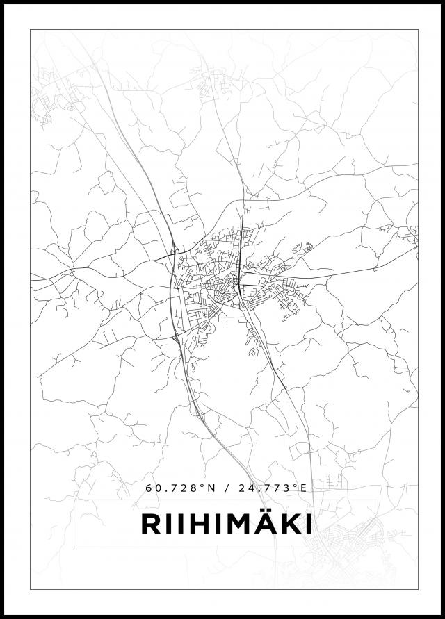 Mapa - Riihimäki - Cartaz Branco