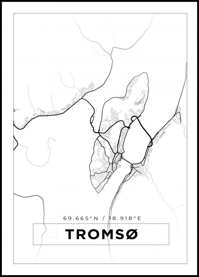 Mapa - Tromsø - Cartaz Branco