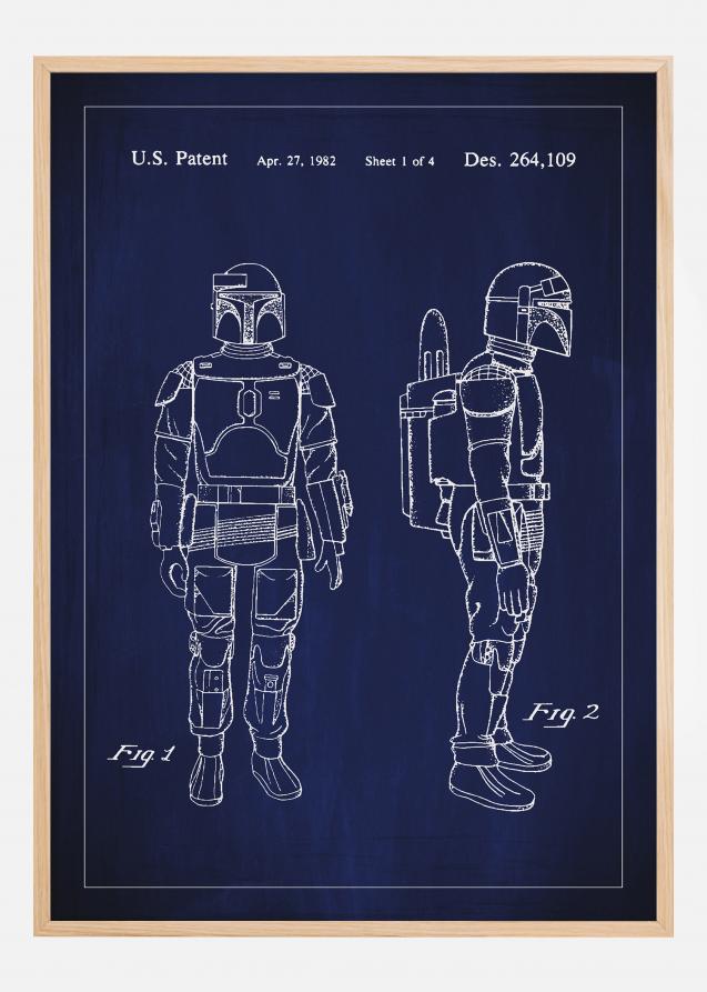 Desenho de patentes - Star Wars - Boba Fett - Azul Póster