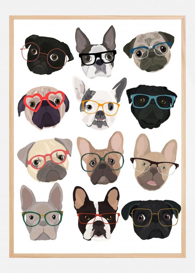 Pugs In Glasses Póster