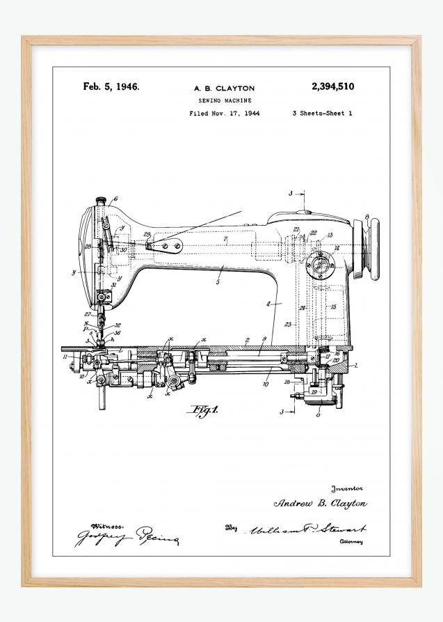 Desenho de patentes - Máquina de coser I Póster