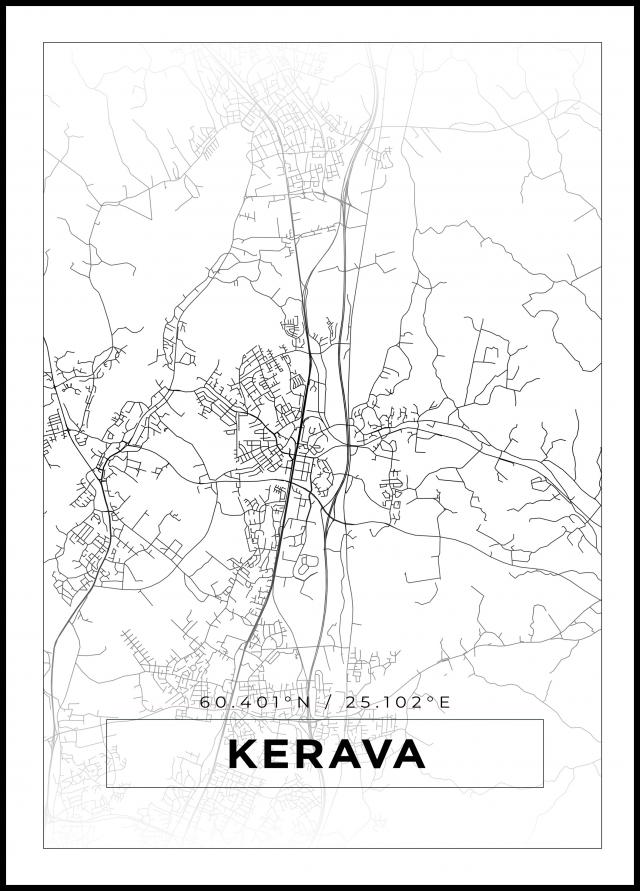Mapa - Kerava - Cartaz Branco