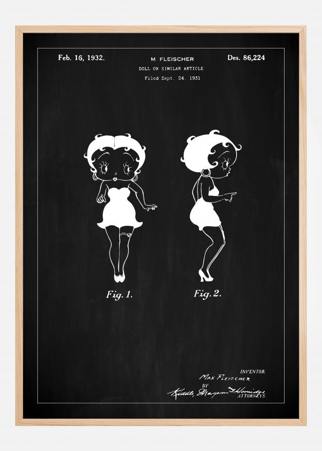 Desenho de patentes - Betty Boop - Preto Póster