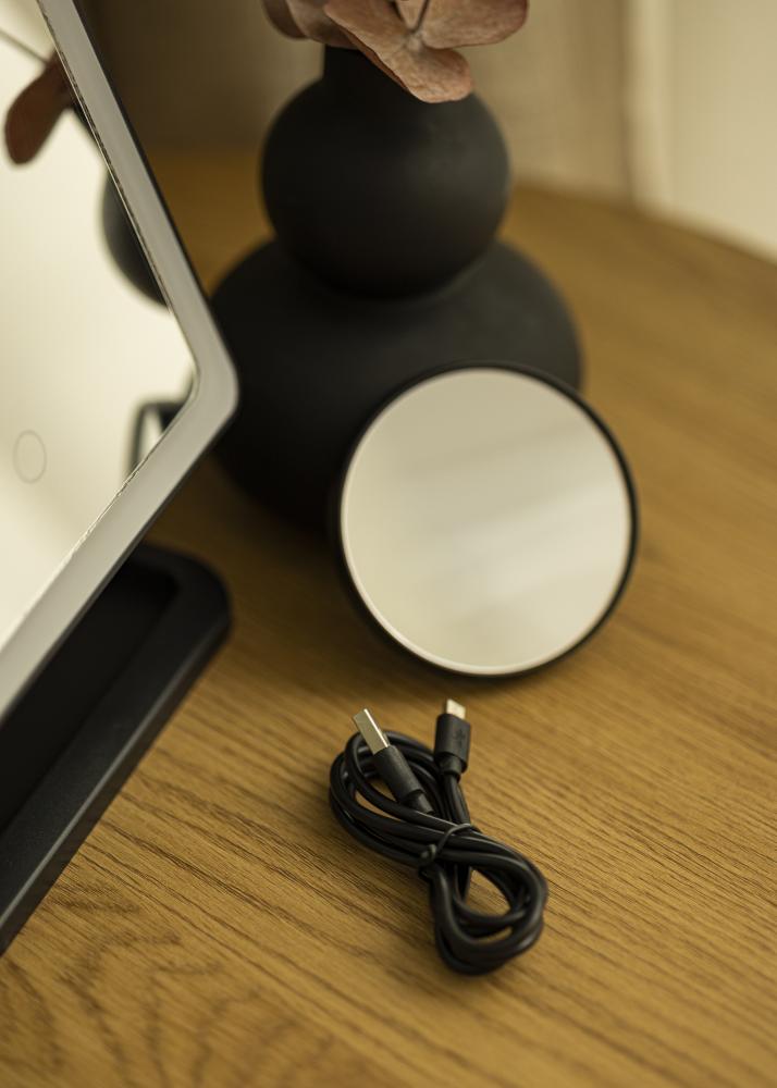 KAILA Espelho para toucador LED un.rip com coluna Bluetooth Preto 18x30 cm