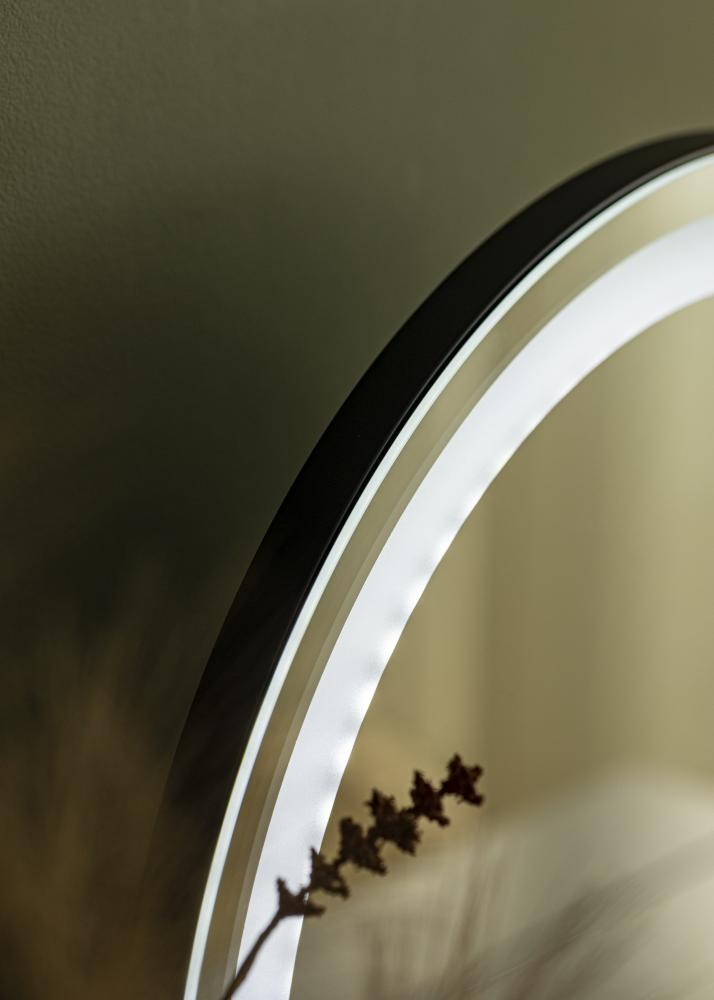 KAILA Espelho para toucador Round LED Preto 50 cm 