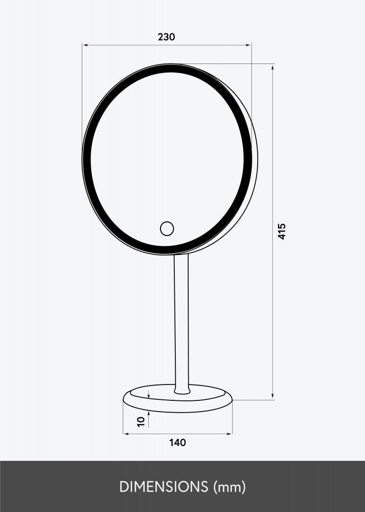 KAILA Espelho para toucador Pillar LED Magnifying 20 cm 